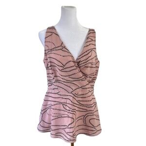 Cabi Pink and Black Sophia Peplum Tank #273 Size 8